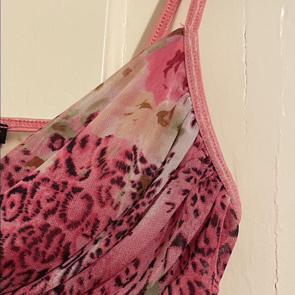 Y2K Hot Kiss Mesh Leopard Floral Cami - Picture 6 of 7